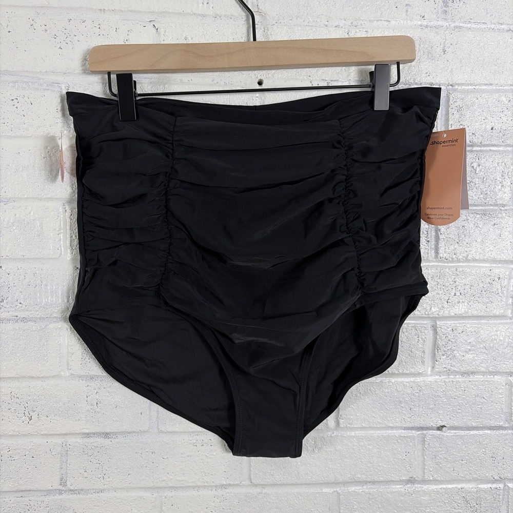 Shapermint Essentials High Waisted Control Bikini Bottom Womens 3XL Black Beach
